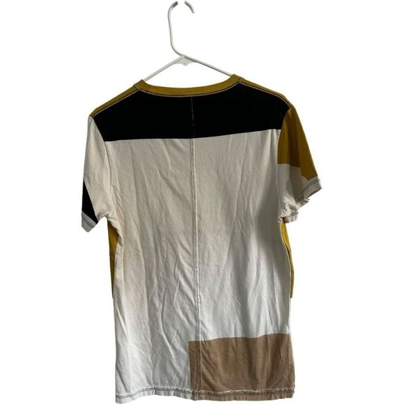 Eckhaus Latta Lapped Seam Cotton Paneled T-Shirt Gold Color block Men's Size XS - Picture 5 of 9
